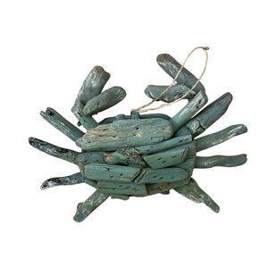Rustic Decorative Driftwood Blue Crab Ornament Christmas Beach Decor Maryland